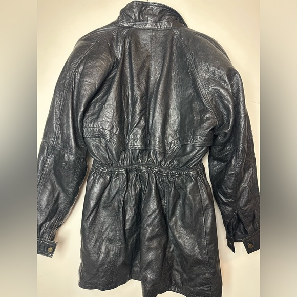 VINTAGE 90s cinched waist hourglass black leather jacket women’s Small/Medium. - Picture 14 of 14